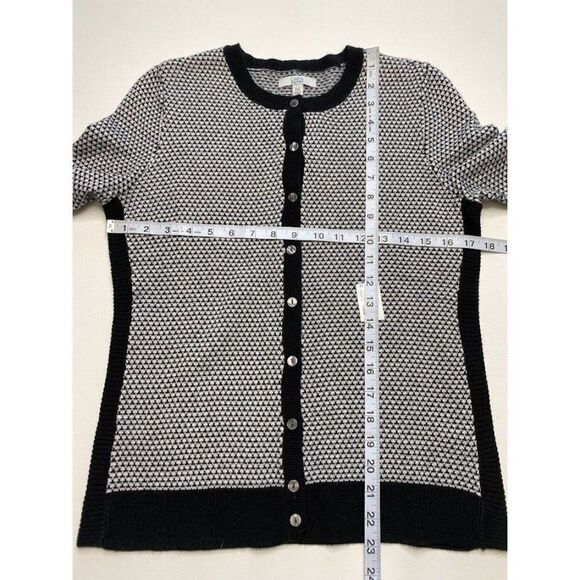 Croft & Barrow Black White‎ Houndstooth Cardigan Sweater PXS NEW - Picture 4 of 7